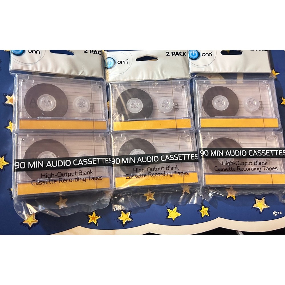 Onn 90 Minute High-Output Blank Audio Cassette Recording Tapes 6 Pack OND19AAA13